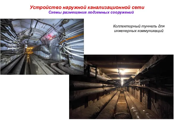 Устройство наружной канализационной сети Туннель для прокладки подземных сетей Схемы размещения подземных сооружений