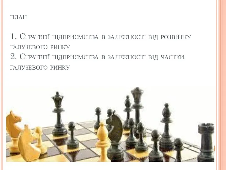 план 1. Стратегії підприємства в залежності від розвитку галузевого ринку