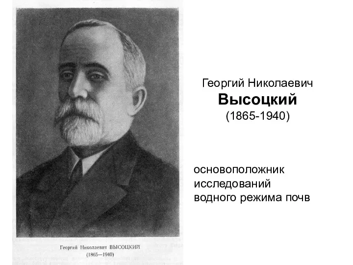 Георгий Николаевич Высоцкий (1865-1940) основоположник исследований водного режима почв