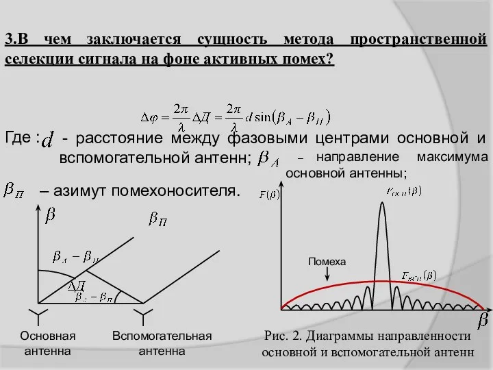 3.В чем заключается сущность метода пространственной селекции сигнала на фоне