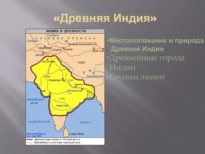 «Древняя Индия» Местоположение и природа Древней Индии Древнейшие города Индии Группы людей