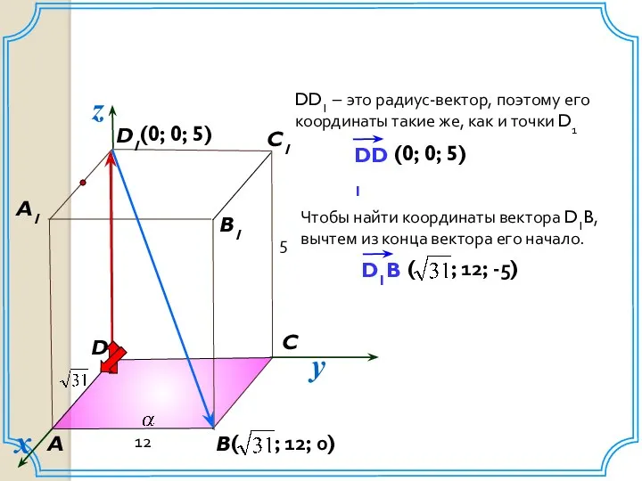 D1 B A D B1 C1 A1 12 C y 5 (0; 0; 5)