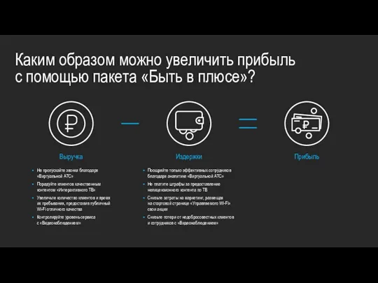 Каким образом можно увеличить прибыль с помощью пакета «Быть в