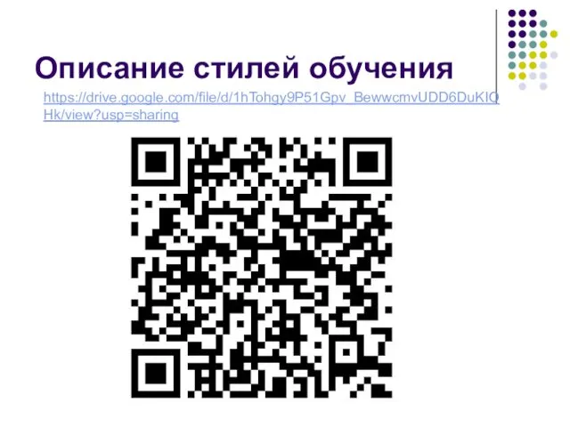 Описание стилей обучения https://drive.google.com/file/d/1hTohgy9P51Gpv_BewwcmvUDD6DuKIOHk/view?usp=sharing