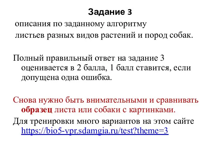 Задание 3 описания по заданному алгоритму листьев разных видов растений