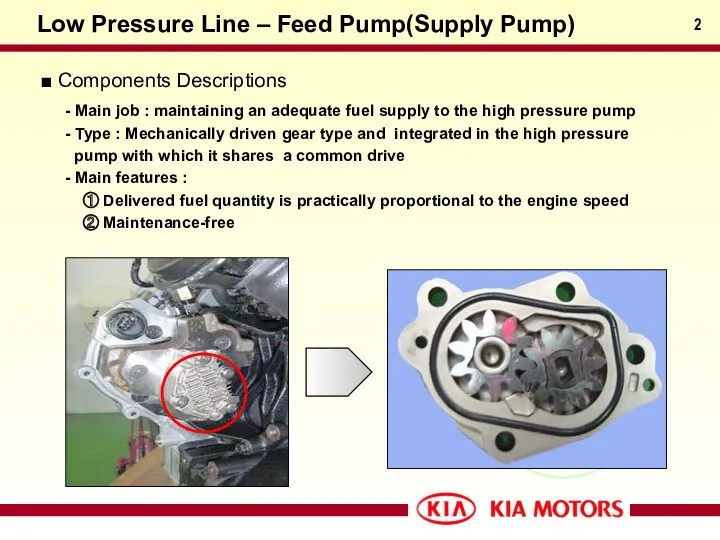 Low Pressure Line – Feed Pump(Supply Pump) ■ Components Descriptions