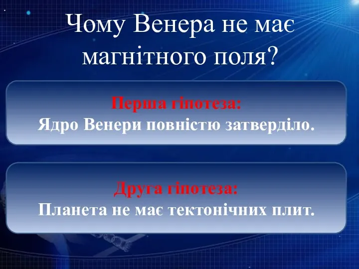 Чому Венера не має магнітного поля? Перша гіпотеза: Ядро Венери