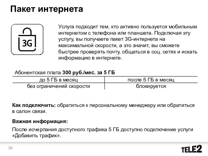 Пакет интернета Услуга подходит тем, кто активно пользуется мобильным интернетом