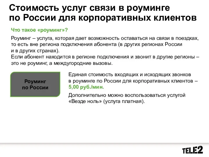 Стоимость услуг связи в роуминге по России для корпоративных клиентов