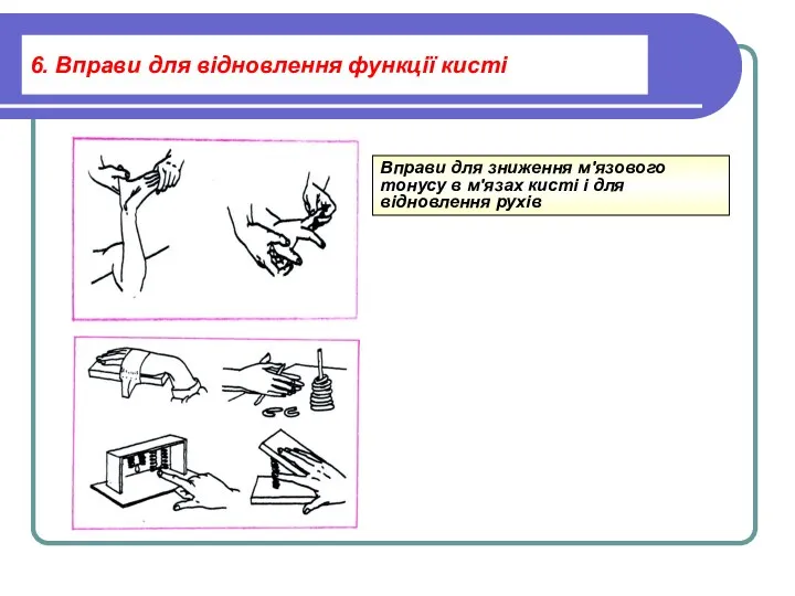 Вправи для зниження м'язового тонусу в м'язах кисті і для