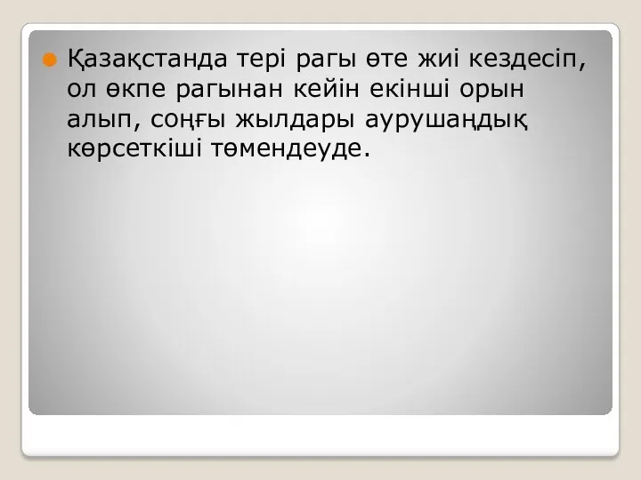 Қазақстанда тері рагы өте жиі кездесіп, ол өкпе рагынан кейін