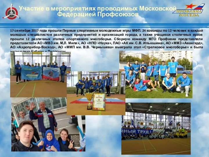 17 сентября 2017 года прошли Первые спортивные молодежные игры МФП.