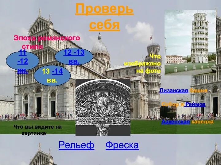 Эпоха романского стиля 13 -14 вв. 11 -12 вв. 12