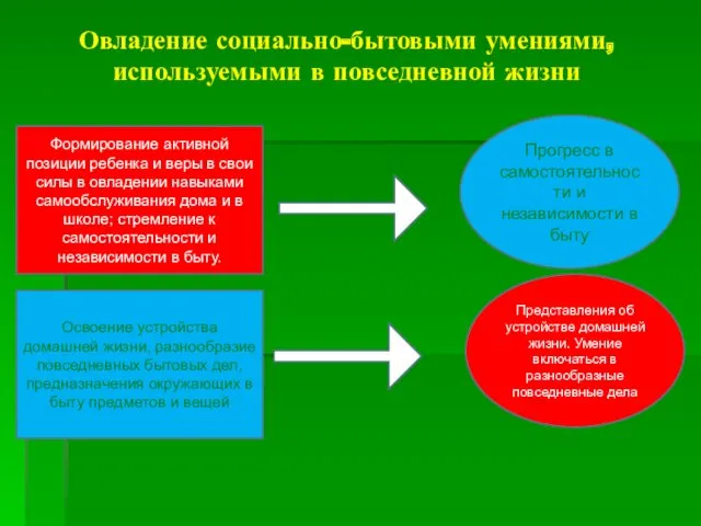 Овладение социально-бытовыми умениями, используемыми в повседневной жизни Формирование активной позиции