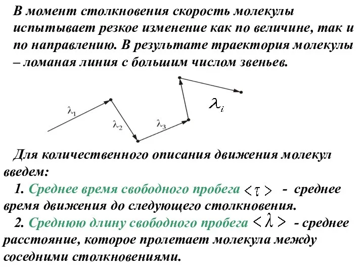 В момент столкновения скорость молекулы испытывает резкое изменение как по