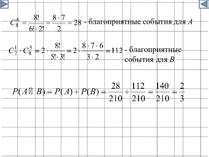 - благоприятные события для А - благоприятные события для В