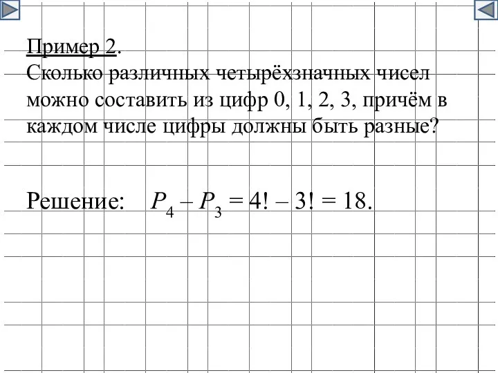 Пример 2. Сколько различных четырёхзначных чисел можно составить из цифр