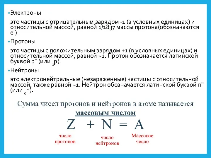 Электроны это частицы с отрицательным зарядом -1 (в условных единицах)