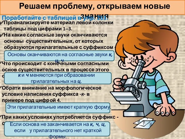 Решаем проблему, открываем новые знания Поработайте с таблицей в упр.