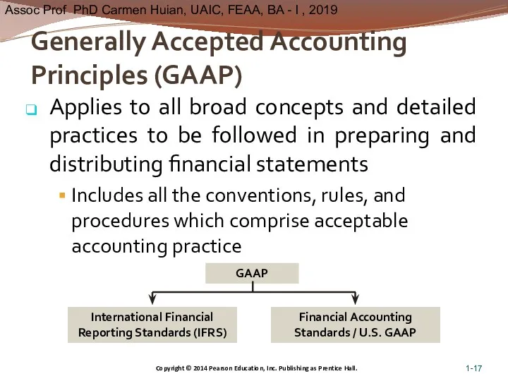 Generally Accepted Accounting Principles (GAAP) Applies to all broad concepts