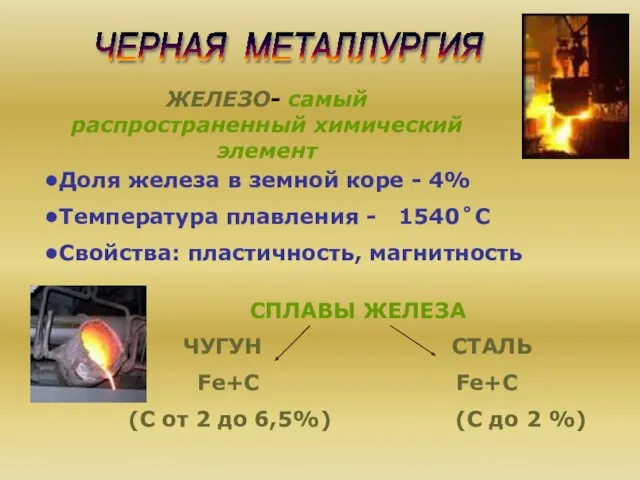 ЖЕЛЕЗО- самый распространенный химический элемент Доля железа в земной коре