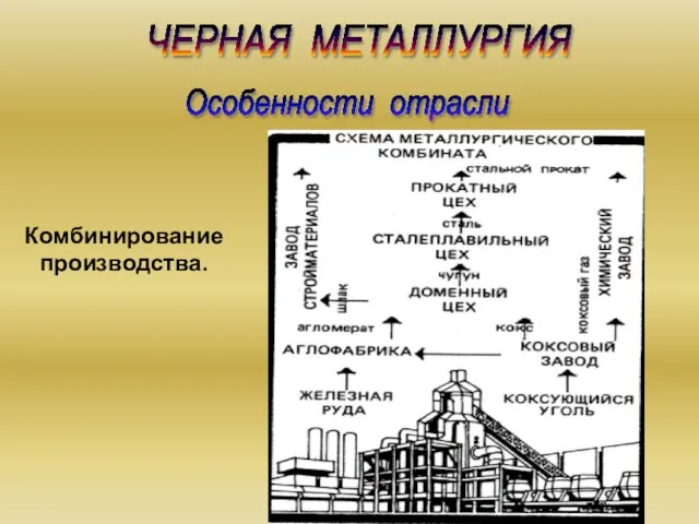 Комбинирование производства. Особенности отрасли ЧЕРНАЯ МЕТАЛЛУРГИЯ