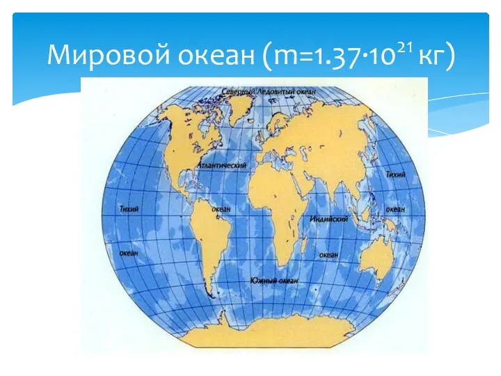 Мировой океан (m=1.37·1021 кг)