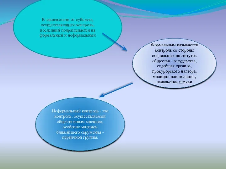 В зависимости от субъекта, осуществляющего контроль, последний подразделяется на формальный