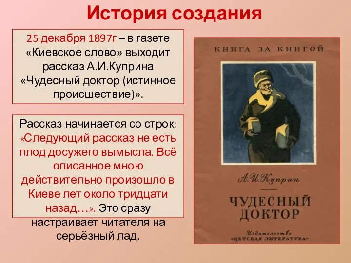 История создания 25 декабря 1897г – в газете «Киевское слово»