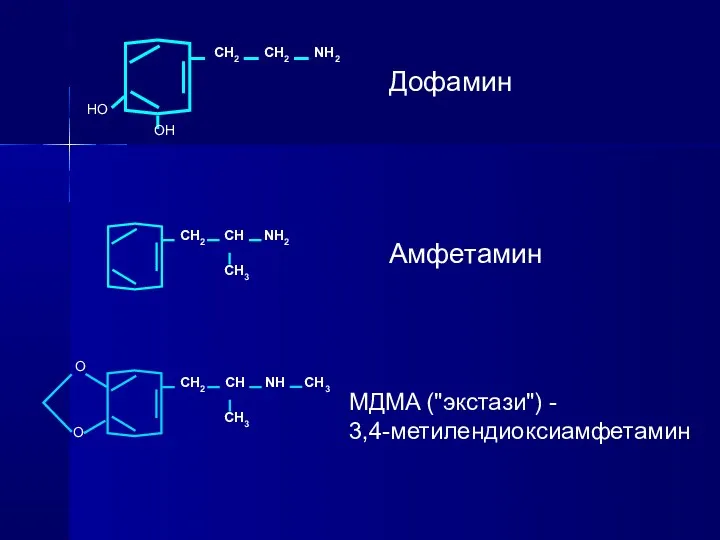 Амфетамин Дофамин MДMA ("экстази") - 3,4-метилендиоксиамфетамин