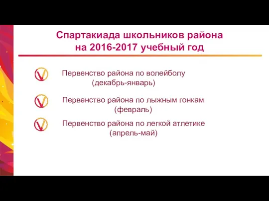 Спартакиада школьников района на 2016-2017 учебный год Первенство района по волейболу (декабрь-январь) Первенство