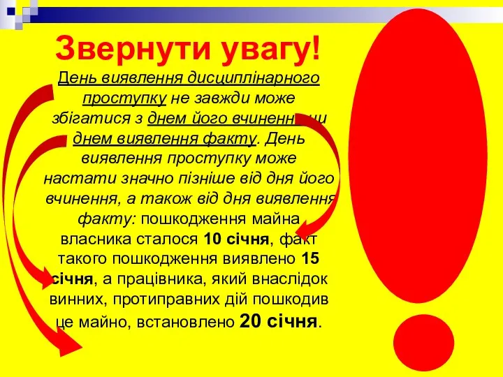 Звернути увагу! День виявлення дисциплінарного проступку не завжди може збігатися