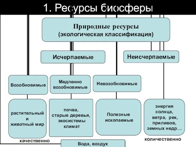 1. Ресурсы биосферы качественно количественно