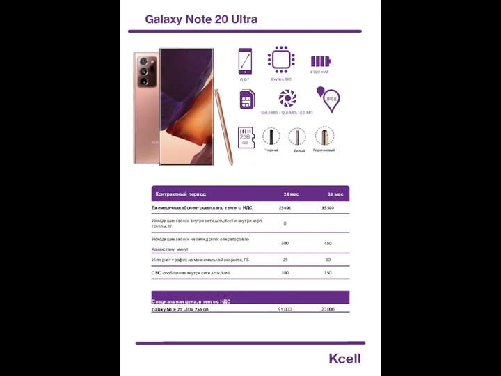 Galaxy Note 20 Ultra 256 GB Белый Черный 108.0 MП +12.0 MП+12.0 MП