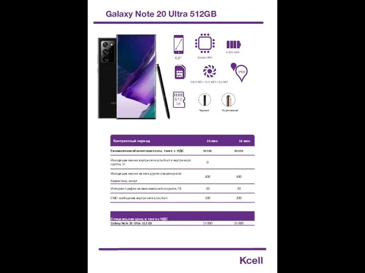 Galaxy Note 20 Ultra 512GB 512 GB Коричневый Черный 108.0 MП +12.0 MП+12.0
