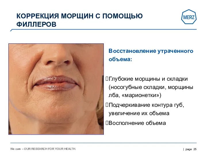 We care – OUR RESEARCH FOR YOUR HEALTH. КОРРЕКЦИЯ МОРЩИН