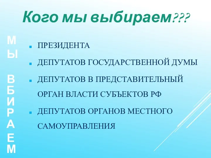 Кого мы выбираем??? М Ы В Б И Р А