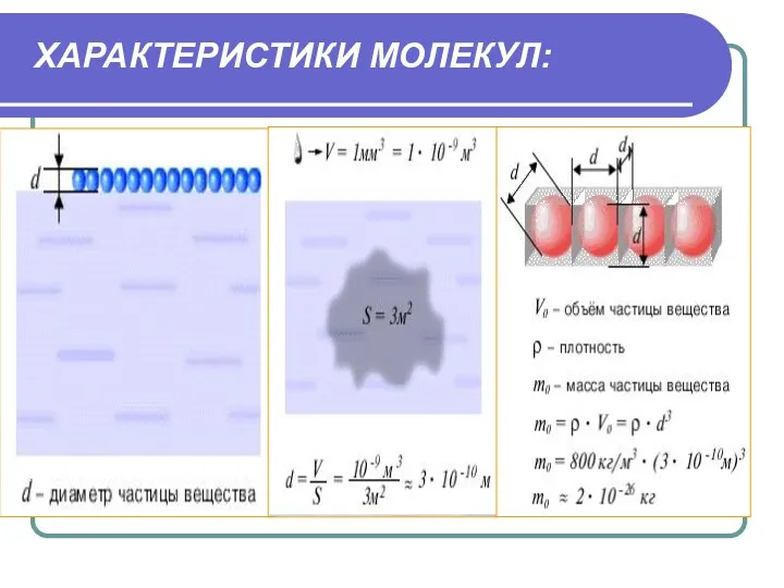 ХАРАКТЕРИСТИКИ МОЛЕКУЛ: