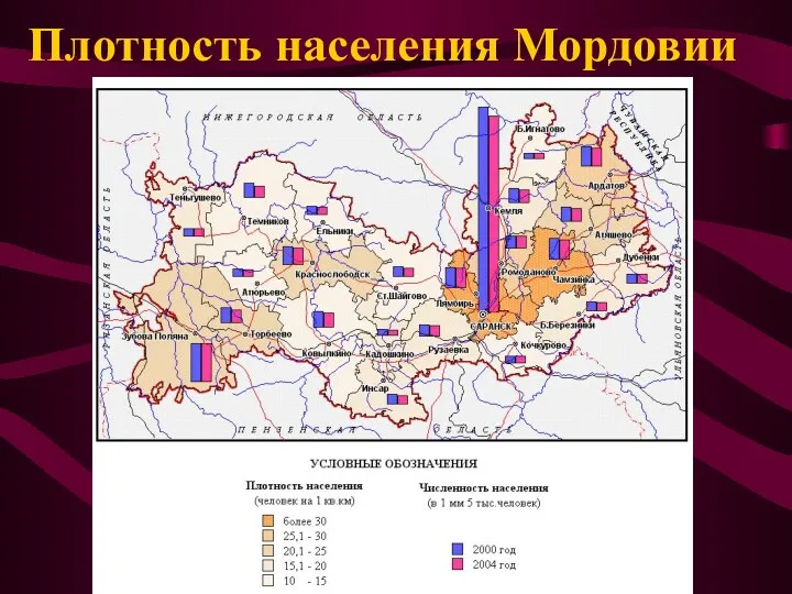 Плотность населения Мордовии