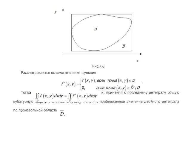 Рис.7.6 Рассматривается вспомогательная функция Тогда и, применяя к последнему интегралу общую кубатурную формулу