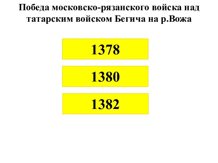 Победа московско-рязанского войска над татарским войском Бегича на р.Вожа 1378 1380 1382
