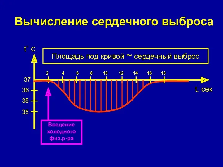 Вычисление сердечного выброса t˚ C t, сек 2 4 6