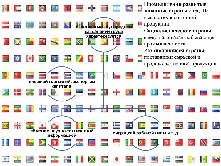 Промышленно развитые западные страны спец. На высокотехнологичной продукции. Социалистические страны