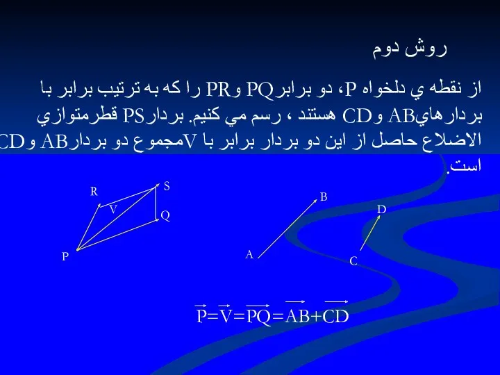 روش دوم از نقطه ي دلخواه P، دو برابرPQ وPR