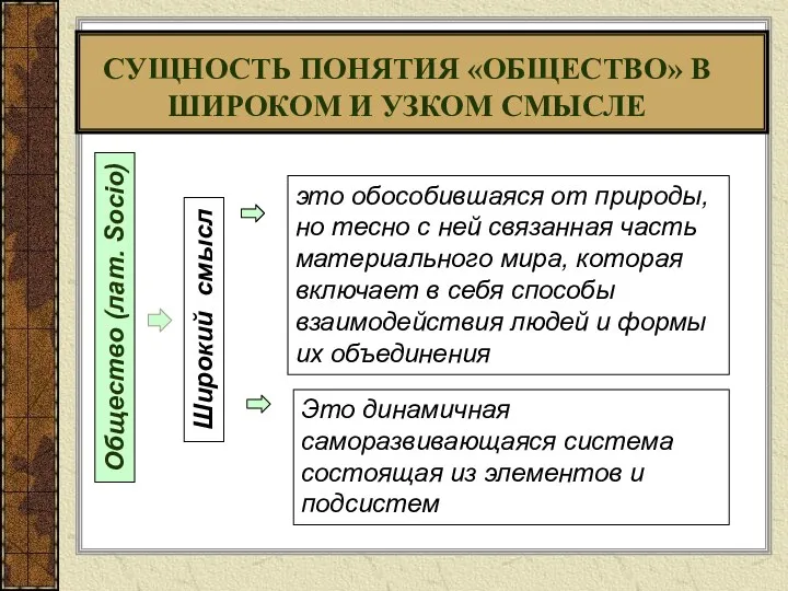 СУЩНОСТЬ ПОНЯТИЯ «ОБЩЕСТВО» В ШИРОКОМ И УЗКОМ СМЫСЛЕ