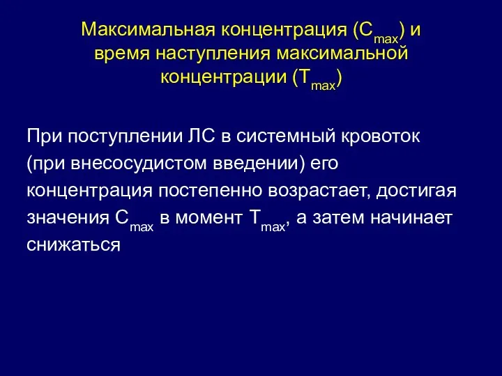 Максимальная концентрация (Сmax) и время наступления максимальной концентрации (Тmax) При