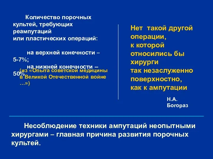 (из «Опыта советской медицины в Великой Отечественной войне …») Количество порочных культей, требующих