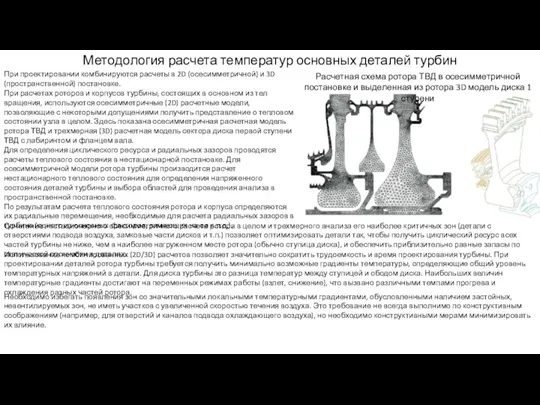 Методология расчета температур основных деталей турбин Расчетная схема ротора ТВД в осесимметричной постановке