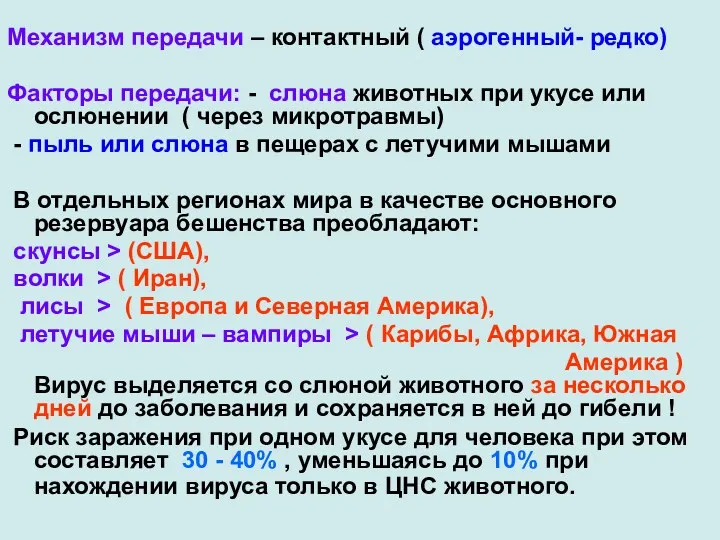 Механизм передачи – контактный ( аэрогенный- редко) Факторы передачи: -