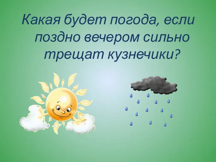 Какая будет погода, если поздно вечером сильно трещат кузнечики?